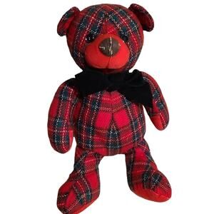 Red Plaid Gund Bear 12"/inches Stuffed Animal